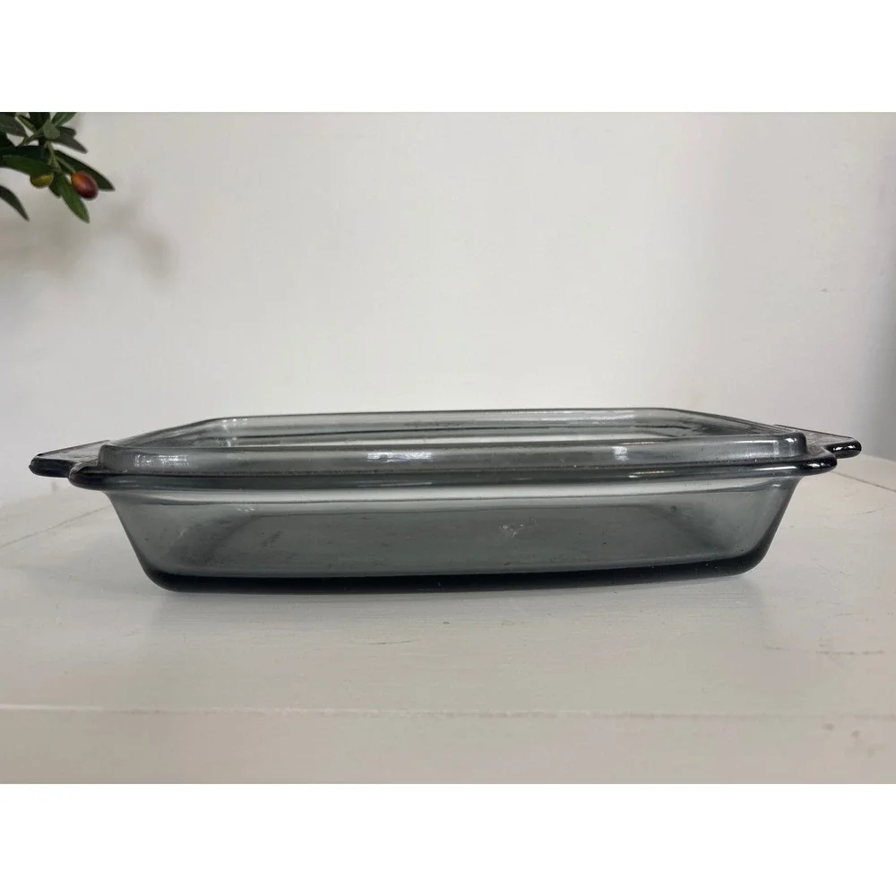 Vintage Visions Smoke Grey Glass Rectangular Baking Dish